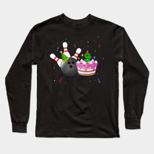 Bowling 9th Birthday Bday Party Kids 9 years Old Bowler Long Sleeve T-Shirt